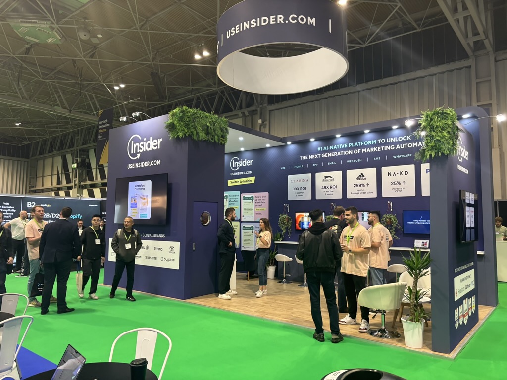 Insider stand at a UK trade show, busy with visitors